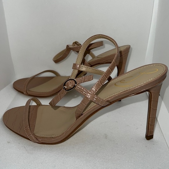 Sam Edelman Doran Maple croc embossed print leather heels sandals nude Sz‎ 10 M - Picture 11 of 14